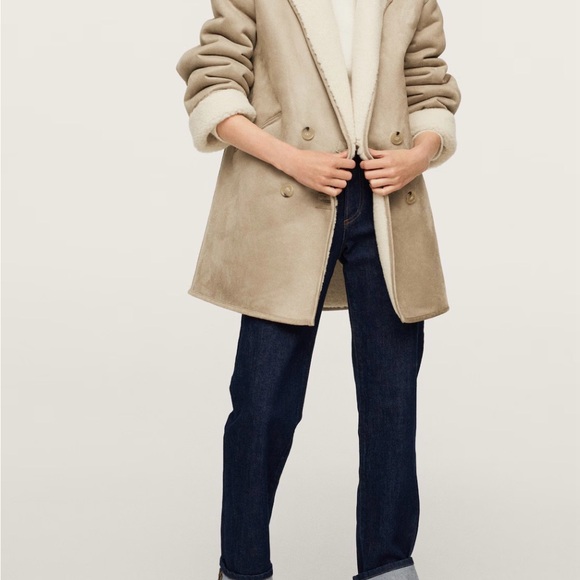 Mango Oversized shearling-lined coat jacket - Picture 3 of 10